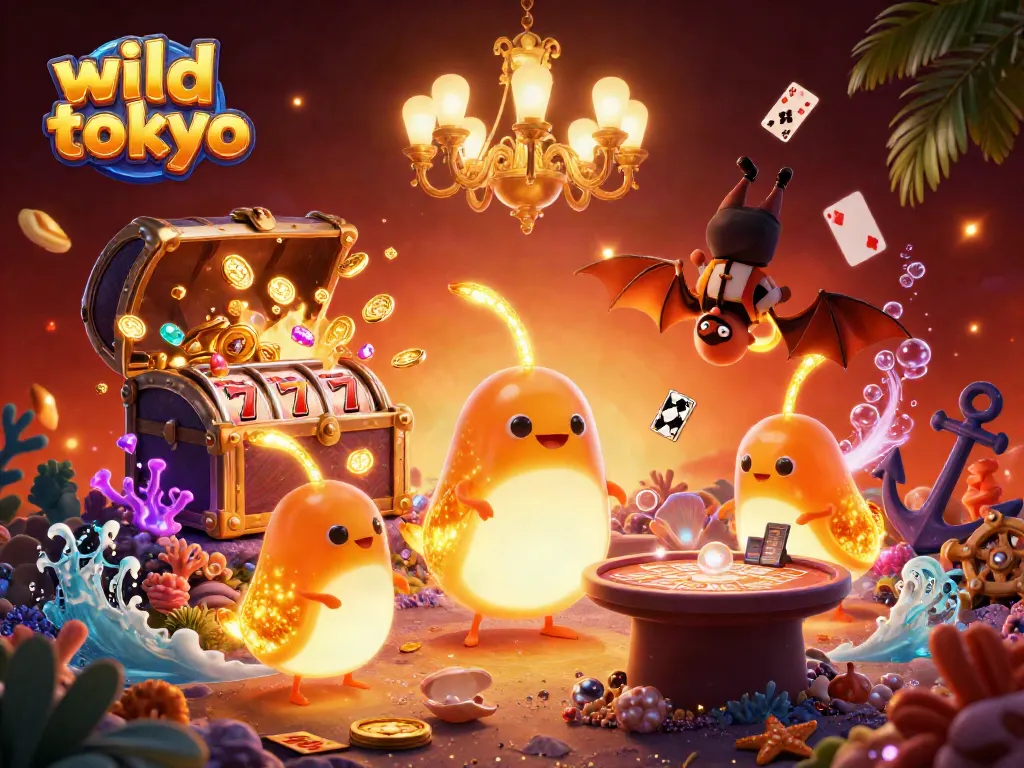 Engage in thrilling slots at wild tokyo, illuminated by glowworms lighting up a vibrant casino.